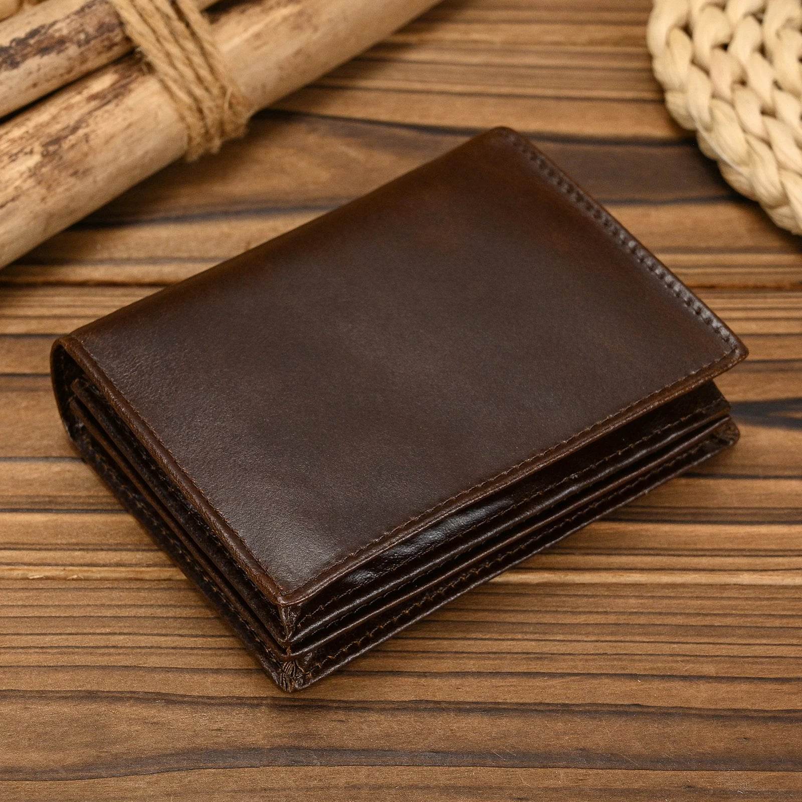 Fashion Leather Wallet for Men Crazy Horse Style Card Holder - VacationGrabs