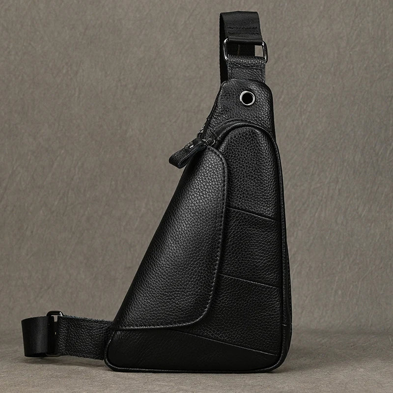 Newsbirds Leather Chest Bag genuine leather cross body bag for men male leather sling bag chest pack single shoulder bag