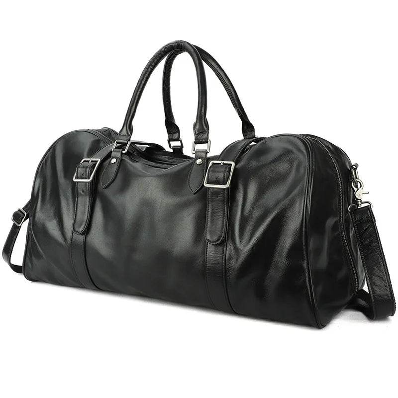 Trendy Men's Leather Duffel – Large Sports Gym Carry-on Bag - VacationGrabs