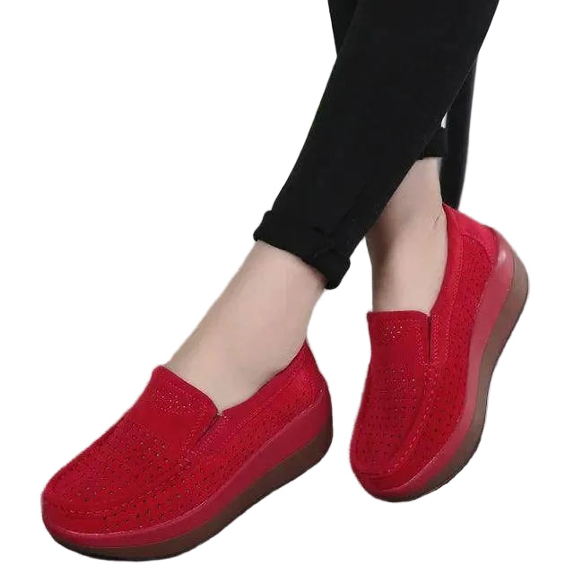 Platform Flat Loafers Suede Leather Moccasins - VacationGrabs