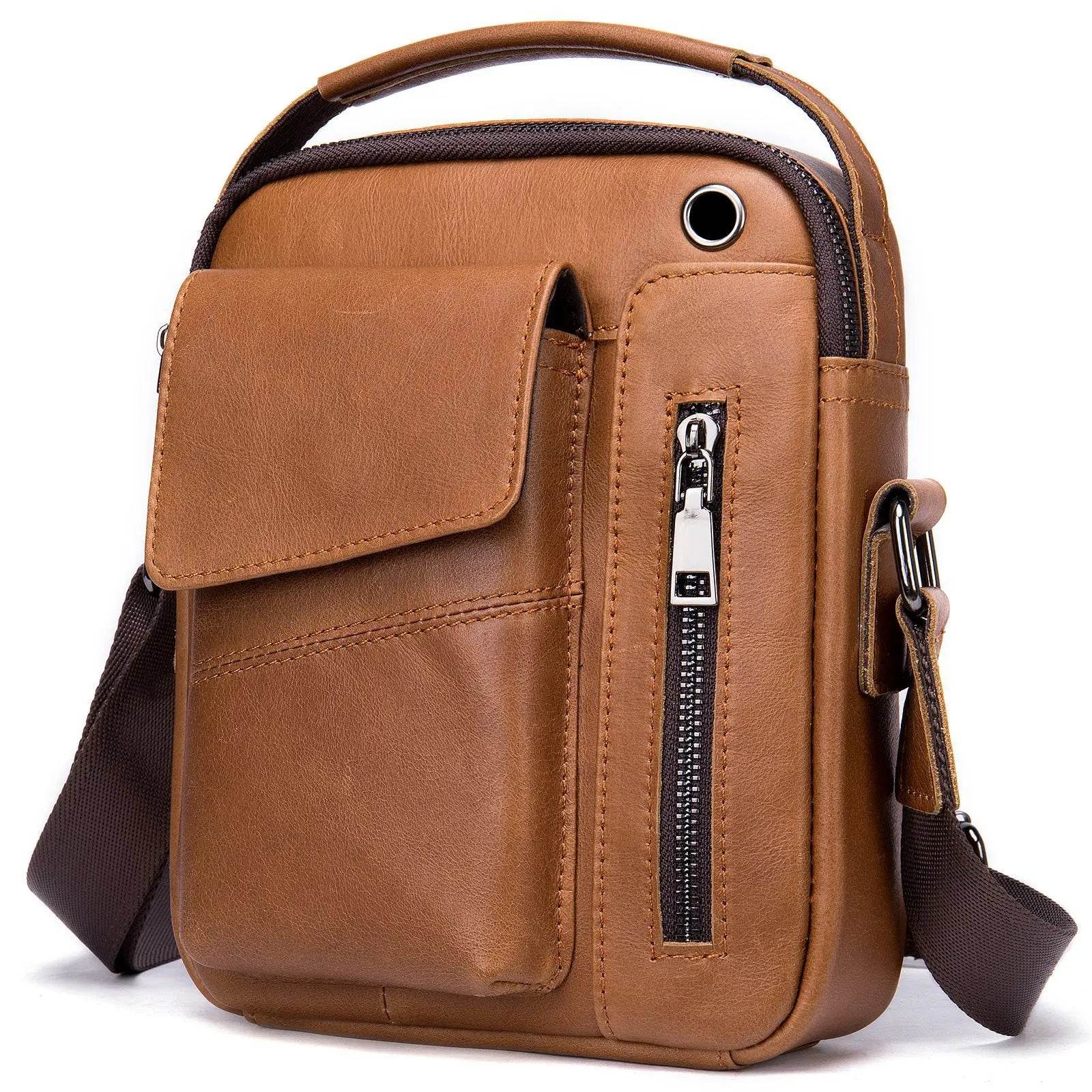 Genuine Leather Men's Shoulder Bag - VacationGrabs