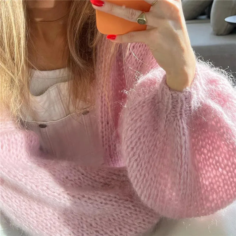 VacationGrabs Casual Knitted Cardigan Women Solid Color Sweater Long Sleeve Loose Outcoat Autumn Winter Tops Lady Streetwear