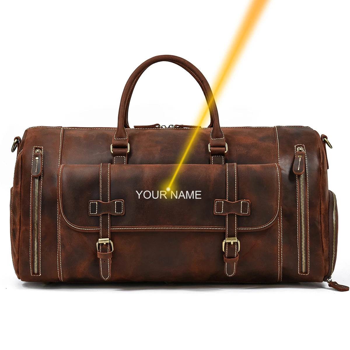 Vintage Men’s Leather Travel Bag Large Duffle with Shoe Compartment - VacationGrabs
