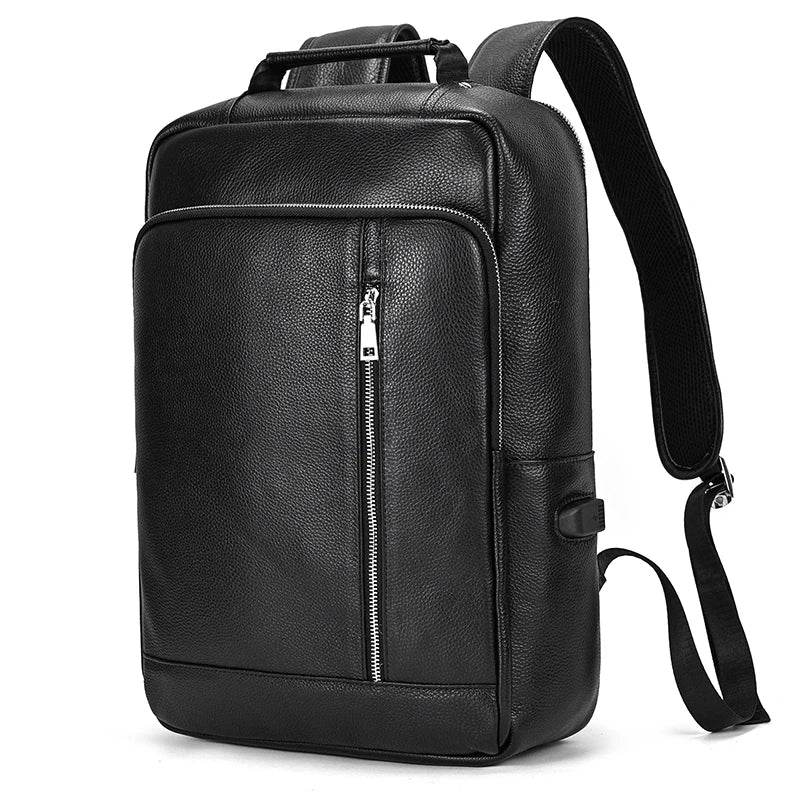 Crazy Horse Leather Laptop Backpack for Men Business School - VacationGrabs