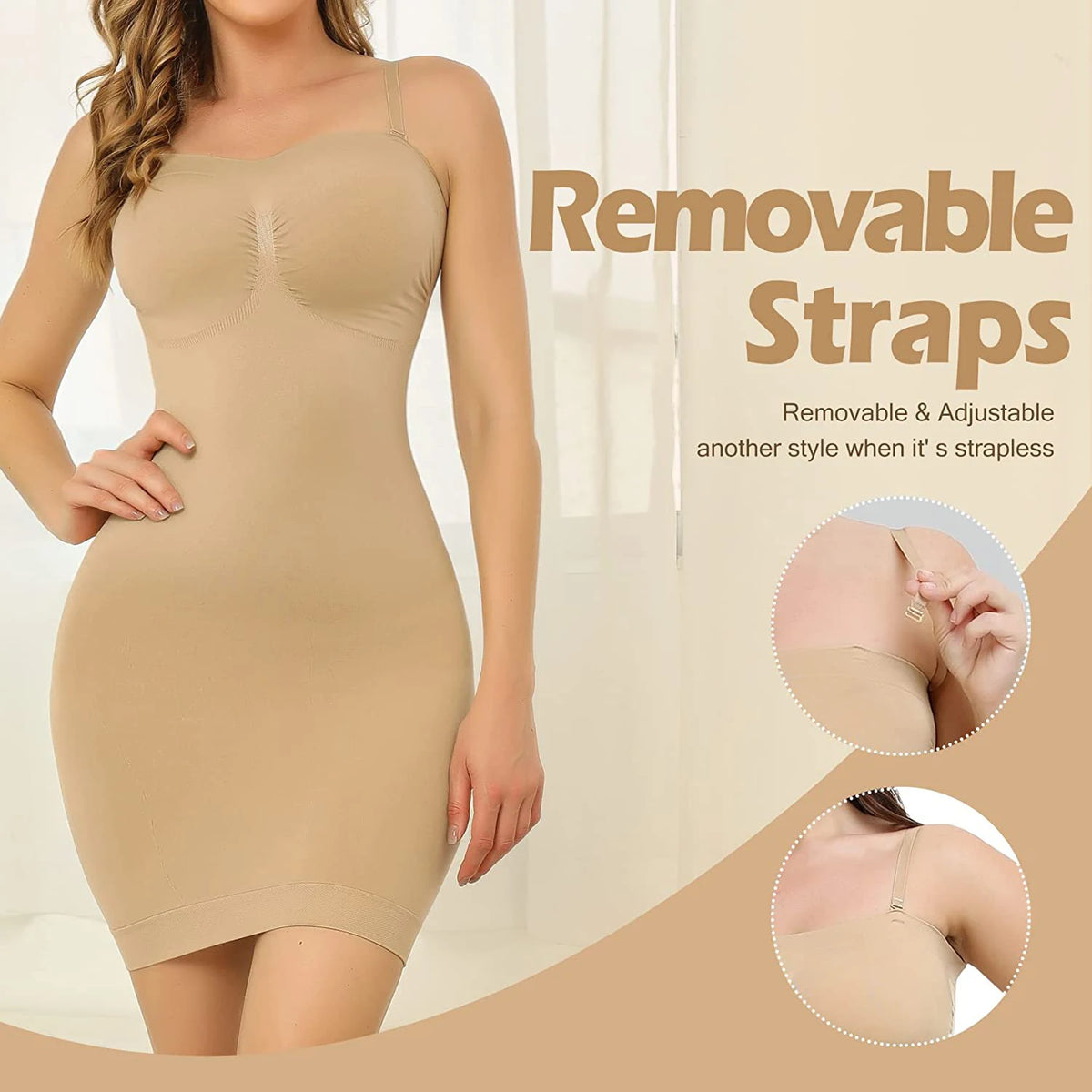 Strapless Shapewear Slip Dress - Tummy Control Body Shaper