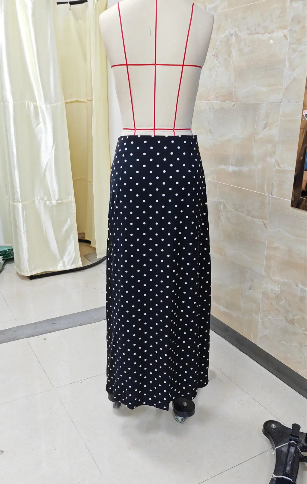 VacationGrabs Women Polka Dot Maxi Skirt Elegant Ladies Bodycon A Line Flare Long Skirts Cute Print Flowy Maxi Satin Skirt Dress