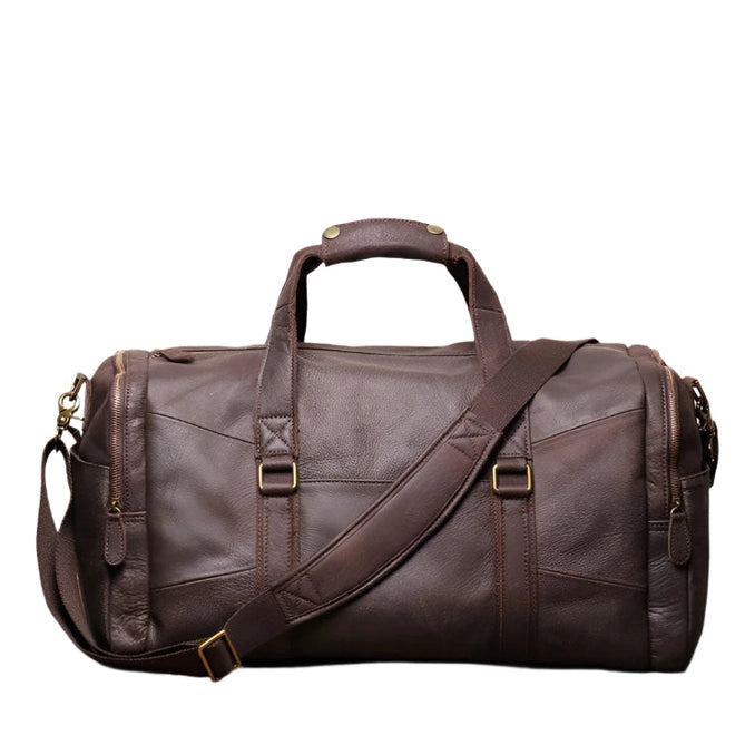 Men's Luxury Leather Travel Bag – Soft Cowhide Duffel Weekend - VacationGrabs