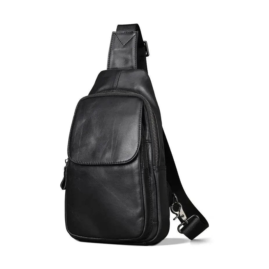 Casual Men Bags Leather Chest Bag Crossbody Cowhide Shoulder - VacationGrabs