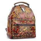 Floral Retro Leather Backpack - VacationGrabs