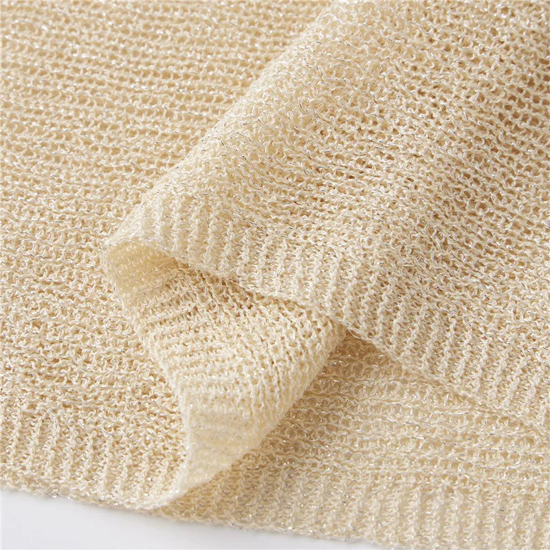 VacationGrabs Women Knit Poncho Top One Shoulder Asymmetric Irregular Hanky Hem Sheer See Through Batwing Cover Up Summer Beachwear
