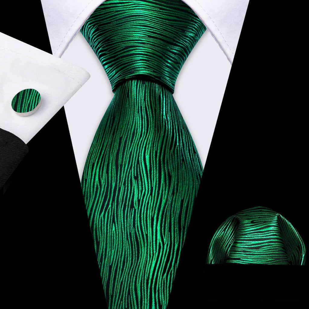 Green Silk Tie Set for Men: Multiple Shades Available - VacationGrabs