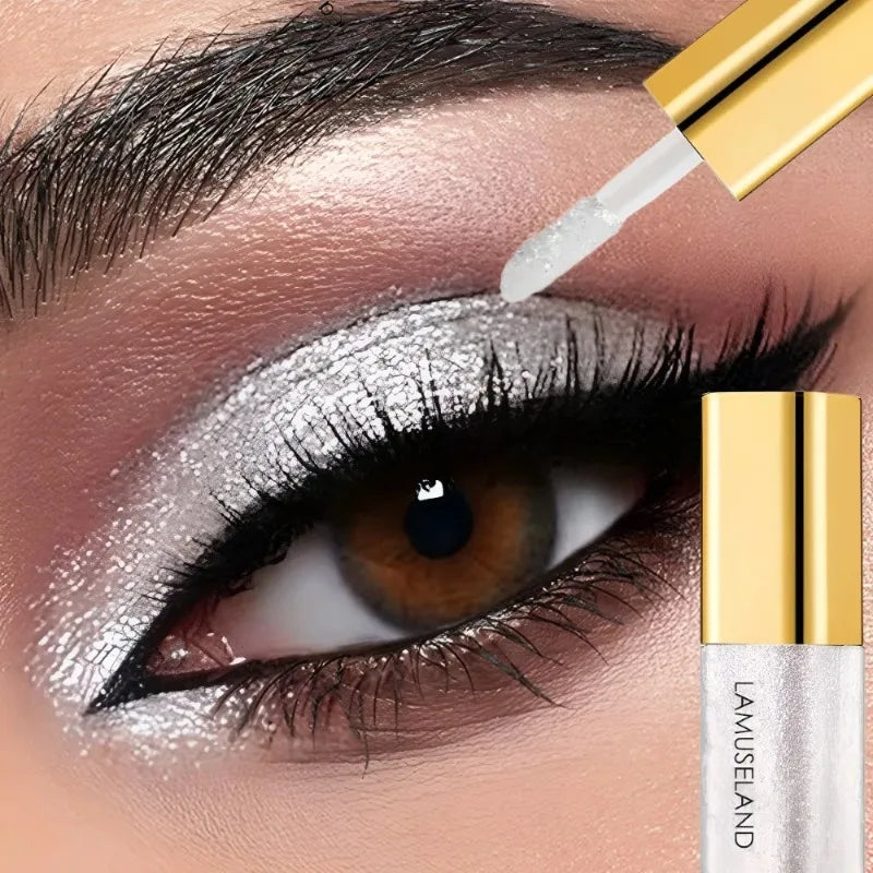Silver Shimmer Liquid Eyeshadow, Waterproof Glitter Highlighter