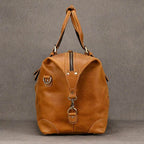 Business Leather Travel Bag Genuine Duffle for Airplane Luggage - VacationGrabs