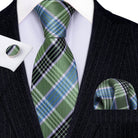 Green Silk Tie Set for Men: Multiple Shades Available - VacationGrabs