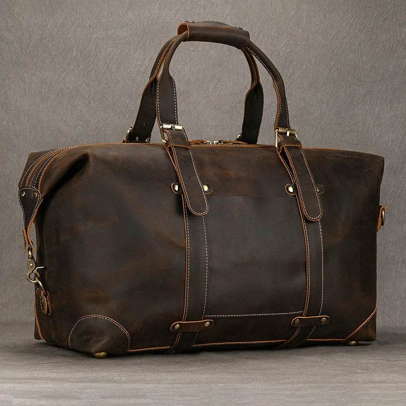 Fashion Leather Men’s Travel Duffle Bag Weekender - VacationGrabs