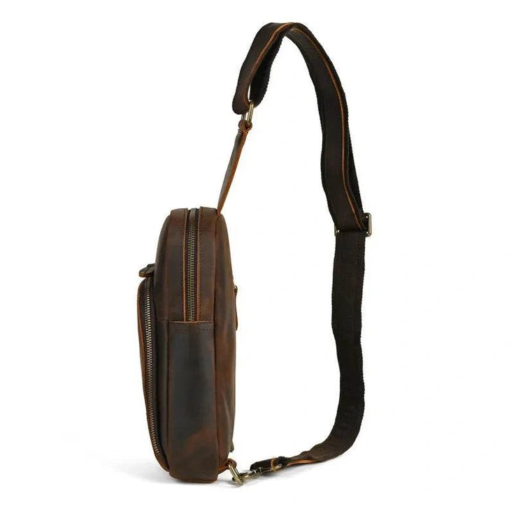 Casual Leather Chest Bag Retro Men's Crossbody Outdoor Sling Bag - VacationGrabs
