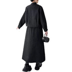 Women's Asymmetric Padded Coat & Skirt Set with Scarf