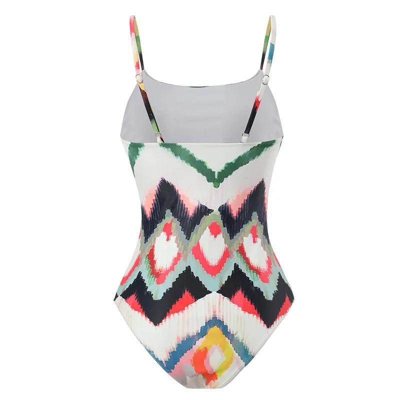 Retro One Piece Swimsuit Skirt Swimwear - VacationGrabs