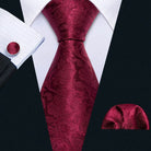 Red Plaid Silk Tie Set for Men - VacationGrabs