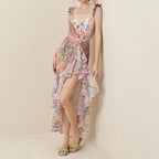 Vintage Floral One Piece Swimwear +Wrap - VacationGrabs