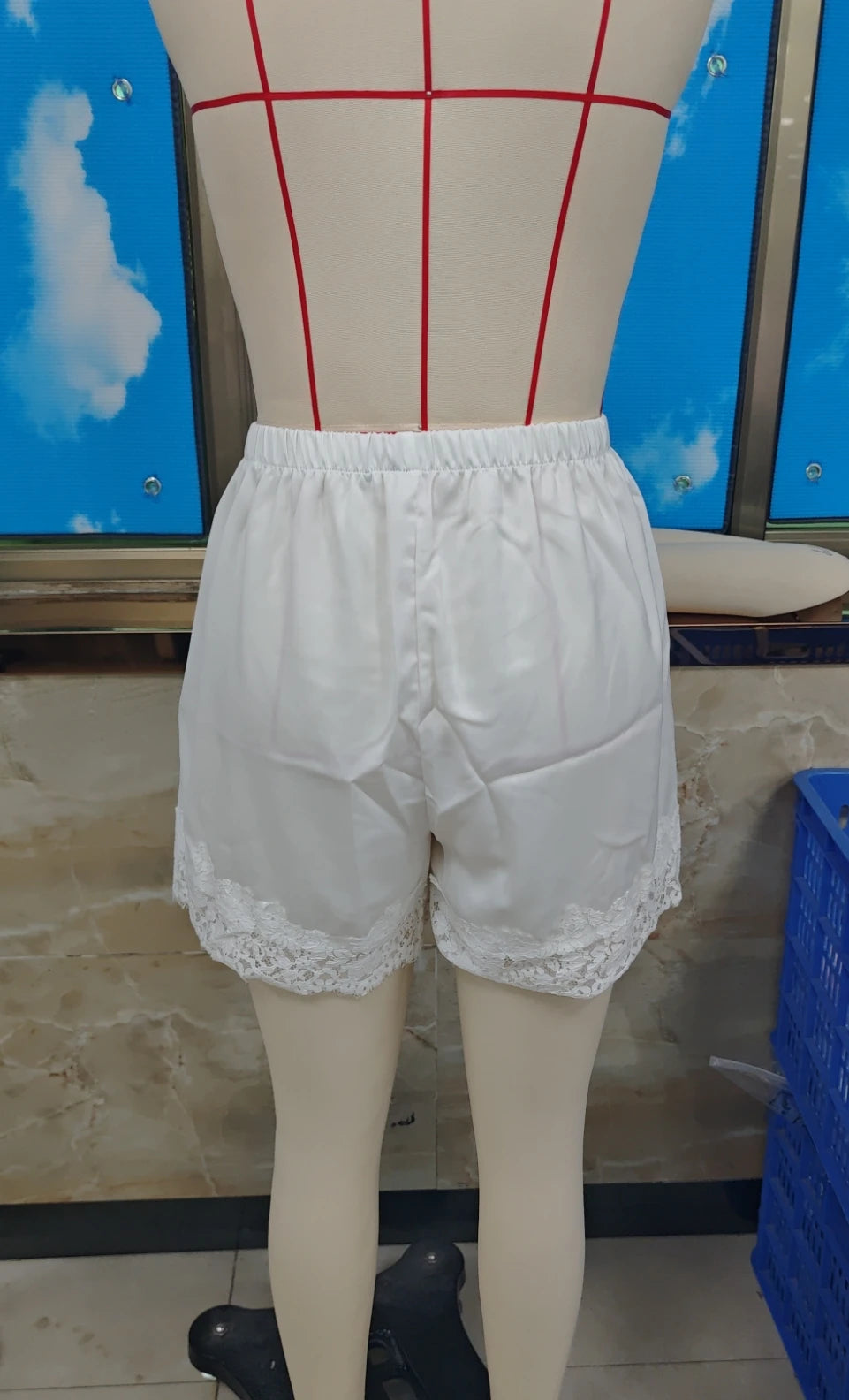 VacationGrabs Women Pettipants Slip Shorts Lace Trim Satin Silk Bloomers Bottoms Elastic Waist Lace Slip Shorts Y2K Streetwear