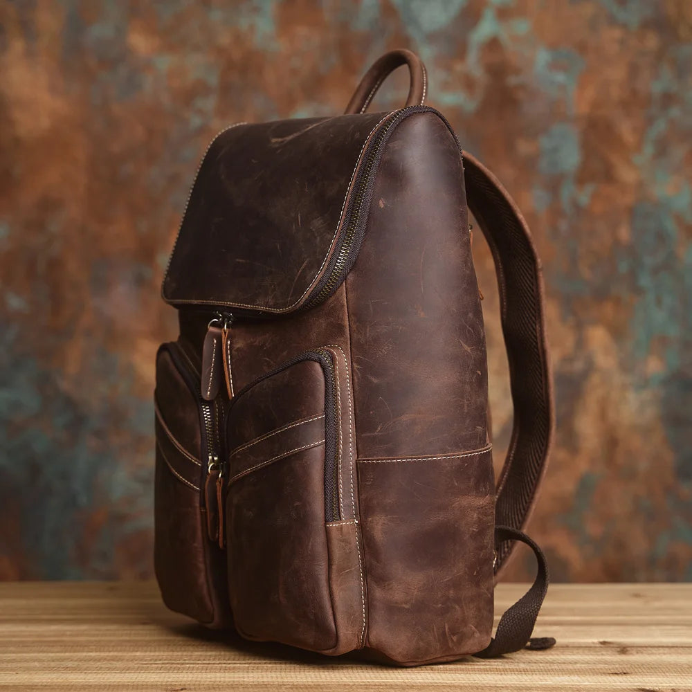 Genuine Leather Travel Backpack for Men - Laptop Bag