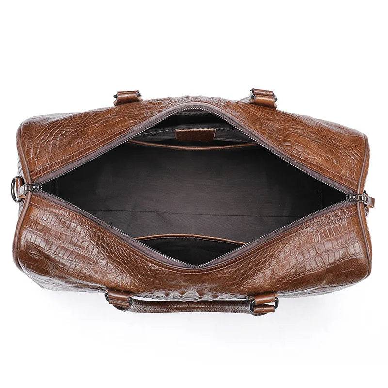 Men's Fashion Leather Travel Bag – Real Leather Overnight Duffel - VacationGrabs