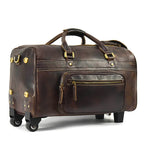 Rolling Genuine leather hand luggage travel bag with wheels