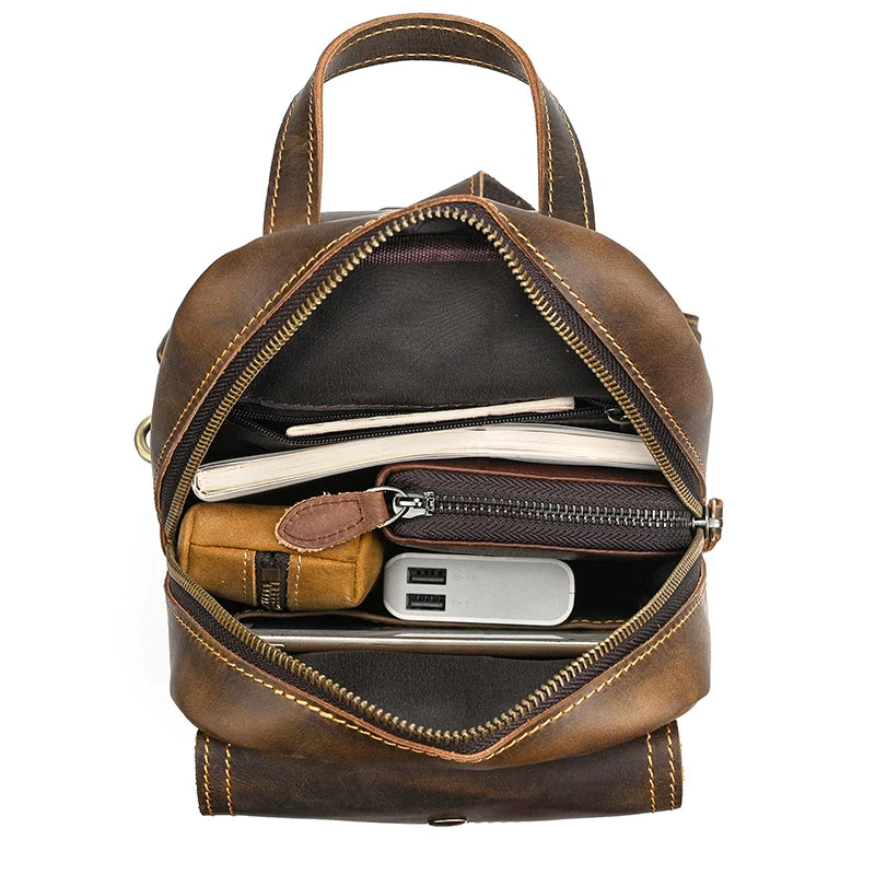 Vintage Crazy Horse Leather Sling Bag | Men's Crossbody