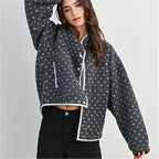 Women's Fuzzy Fleece Sherpa Cardigan – Heart Dot Print