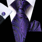 Purple Paisley Silk Tie Set for Men - VacationGrabs