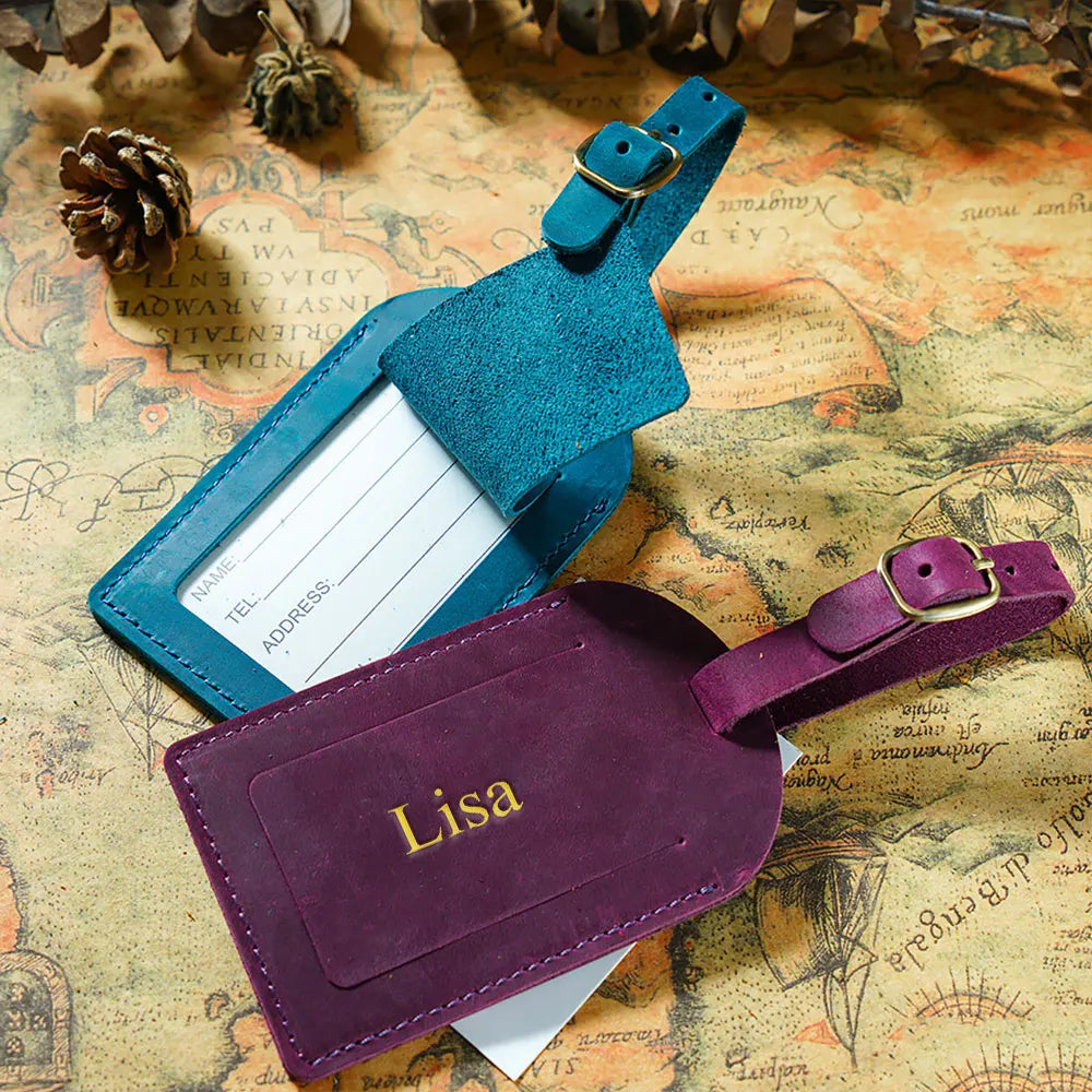 Personalized Leather Luggage Tags Boarding Pass