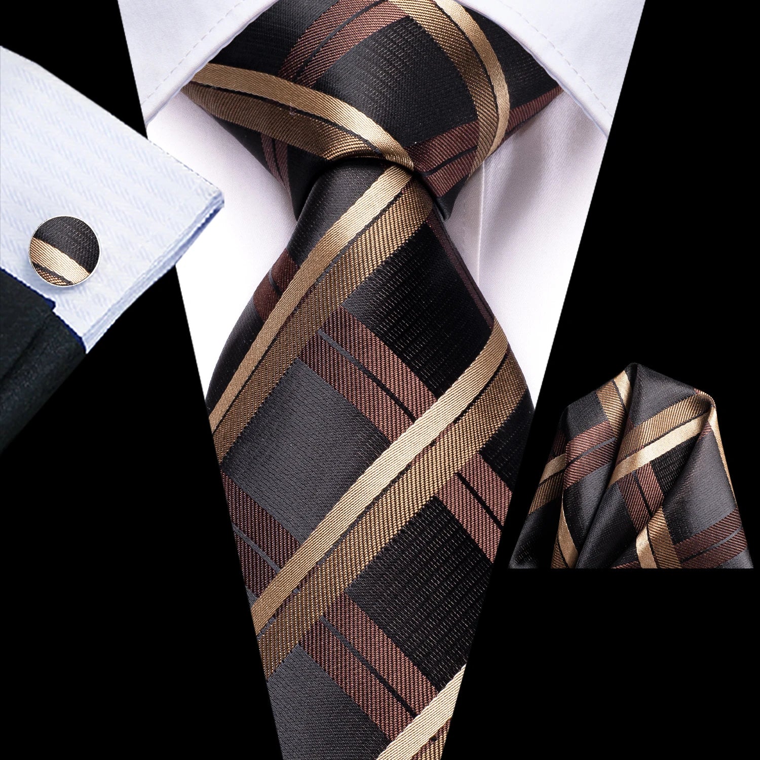 Men's Black Silk Paisley Tie for Travel-Friendly Style