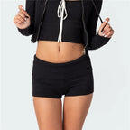 VacationGrabs Women Summer Knit Shorts Casual Solid Color Fold Over Elastic Waist Short Pants for Vacation Beach Club Streetwear
