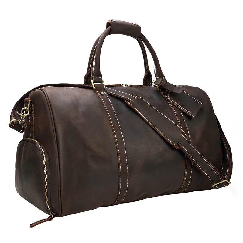 Luxury Travel Handbag With Suit Compartment Genuine Leather - VacationGrabs