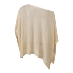 VacationGrabs Women Knit Poncho Top One Shoulder Asymmetric Irregular Hanky Hem Sheer See Through Batwing Cover Up Summer Beachwear
