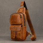 Crazy Horse Genuine Leather Crossbody Sling Bag for Men