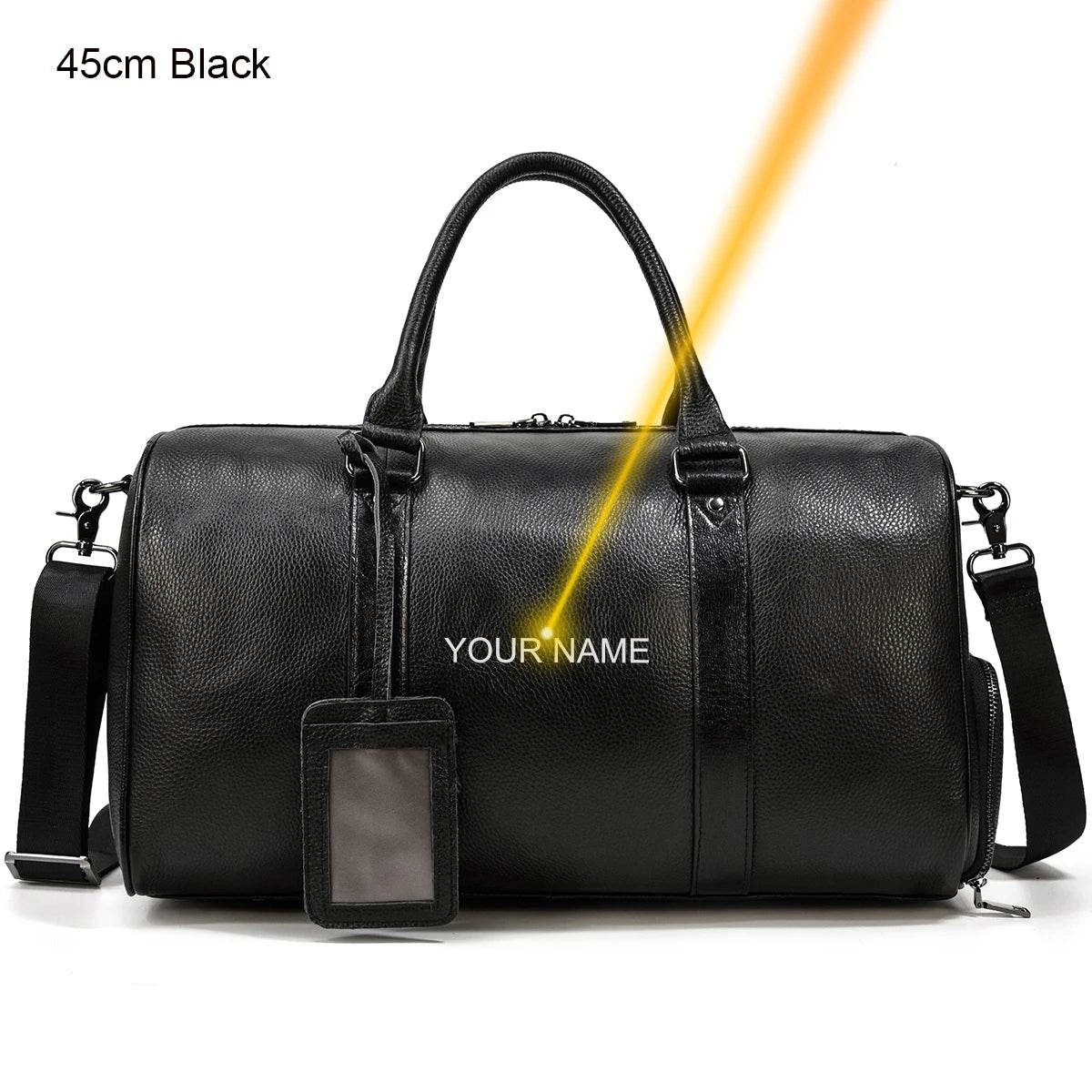 Large Capacity Men’s Genuine Leather Duffel for Travel and Fitness - VacationGrabs