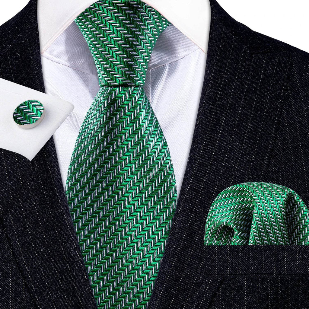 Green Silk Tie Set for Men: Multiple Shades Available - VacationGrabs