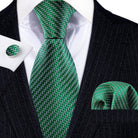 Green Silk Tie Set for Men: Multiple Shades Available - VacationGrabs