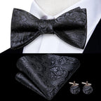Elegant Mens Bow Tie Set with Cufflinks - Various Colors