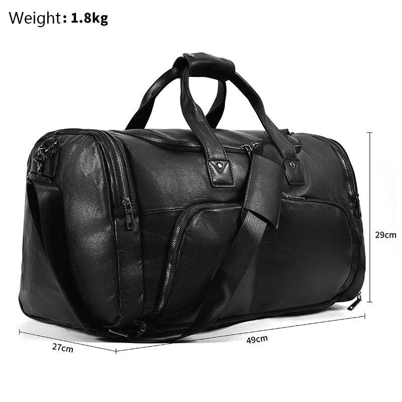 Large Genuine Leather Travel Bag – Soft Cowhide Weekender - VacationGrabs