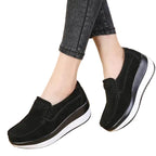 Platform Flat Loafers Suede Leather Moccasins - VacationGrabs