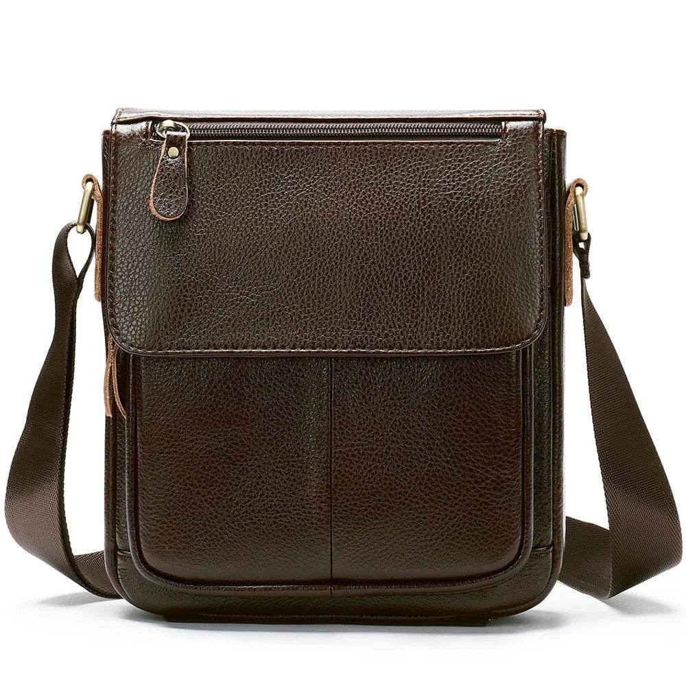 Genuine Leather Men's Shoulder Bag – High Quality Cowhide Crossbody - VacationGrabs