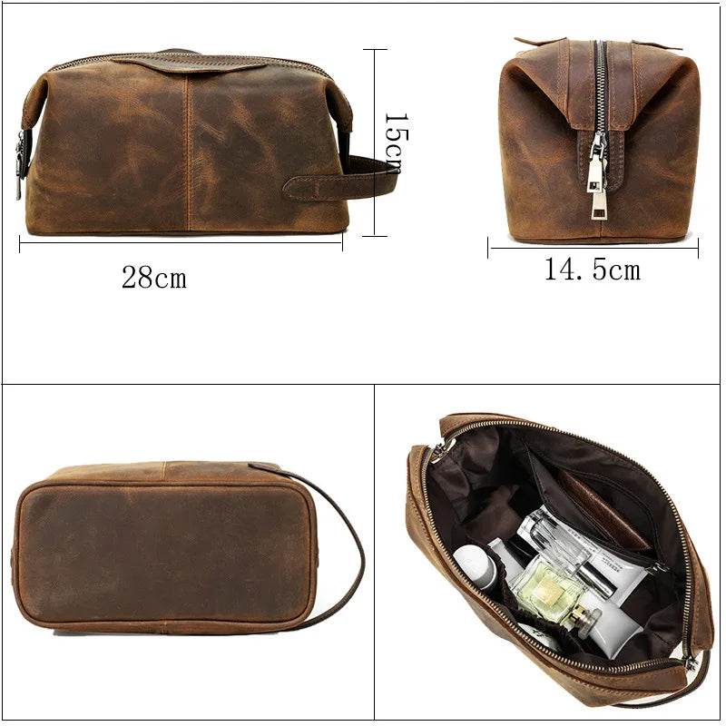 Premium Genuine Leather Travel Toiletry Bag - VacationGrabs