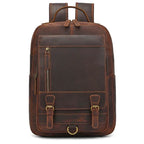 Crazy Horse Leather Men’s Laptop Backpack Travel Computer