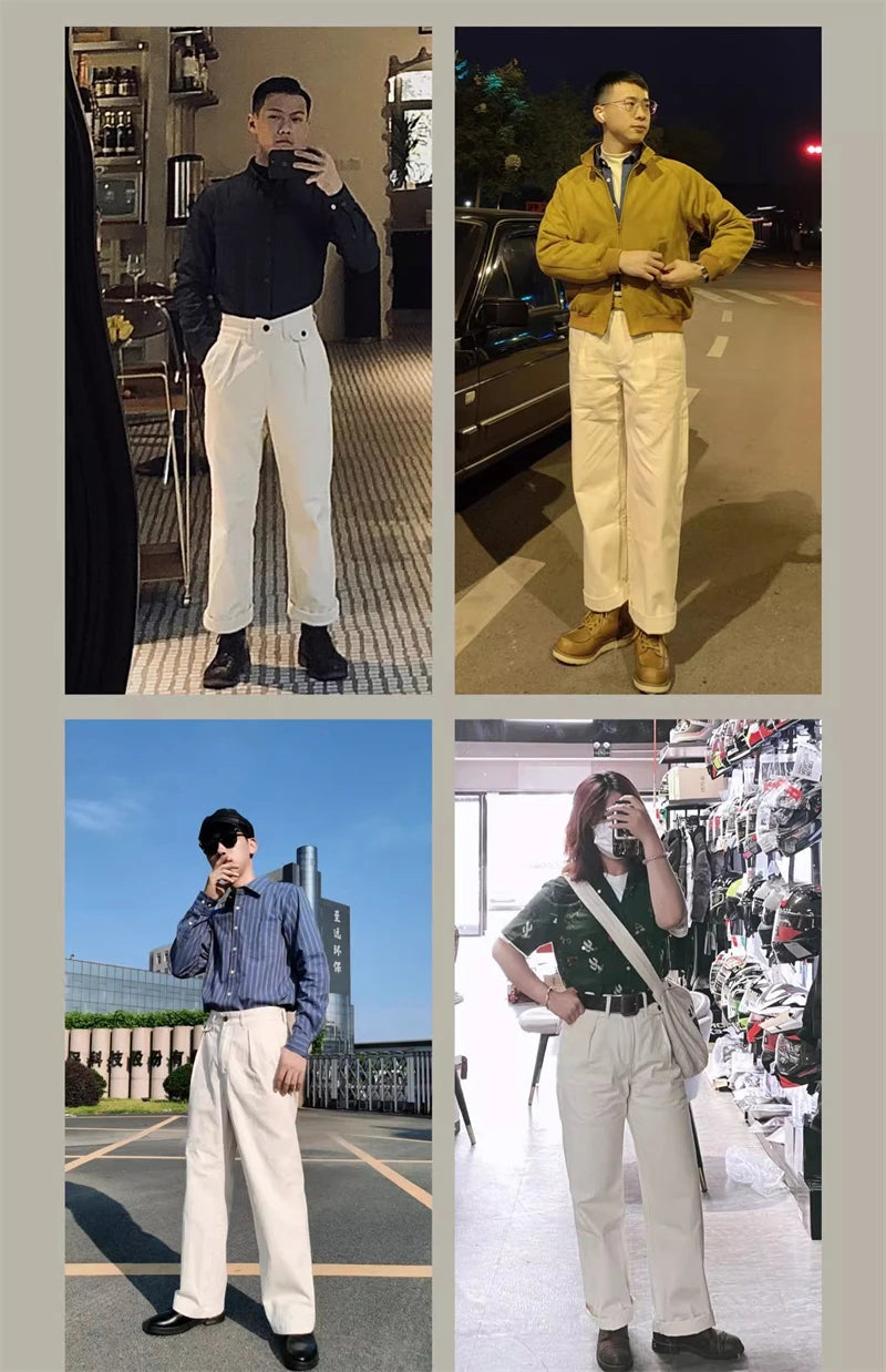 Men's High Rise Wide Leg Trousers for Stylish Comfort