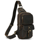 Men's Genuine Leather Sling Bag – Vintage Crossbody Chest Pack