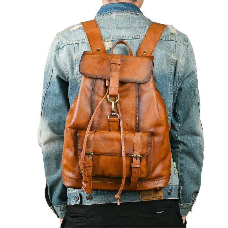 Luxury Designer Leather Backpack Real Cowskin Anti-Theft Bag - VacationGrabs