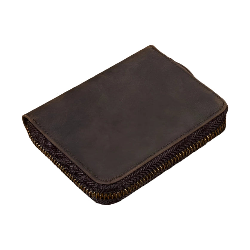 Black Soft Genuine Leather Short Wallet with Coin Pocket & Photo Holder - VacationGrabs